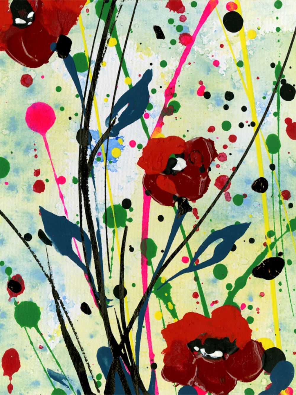 Original Acrylic Floral Paintings on art panel - Poppy Dreams 10
